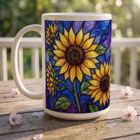 Set of Big Mugs, Floral Cup Set, Large 15 oz Matching Cups