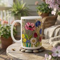 Floral Cups -  Large and Small Ceramic Mugs