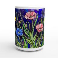 Set of Big Mugs, Floral Cup Set, Large 15 oz Matching Cups