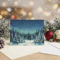 Holiday Greeting Cards, 3 Pack, Christmas Trees, Bulk Set of Gift Cards