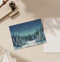 Holiday Greeting Cards, 3 Pack, Christmas Trees, Bulk Set of Gift Cards