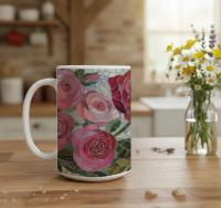 Roses- Floral Cups -  Large and Small Ceramic Mugs