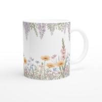 Large and Small Mugs - Floral - 11oz and 15oz Ceramic Cup Set