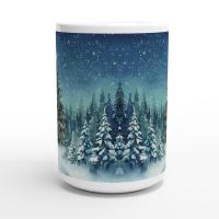 Festive Christmas Mug, Large Cup, 15oz and 11oz Ceramic Mug Set, Christmas Tree