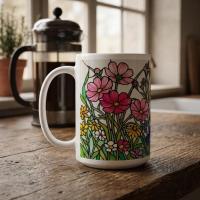 Large and Small Ceramic Mug Set, 15oz and 11oz Cups
