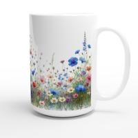 Set of Big Mugs, Floral Cup Set, Large 15 oz Matching Cups