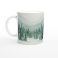 Christmas Mugs - Winter Forest Cups Set -  Large and Small Ceramic Mugs
