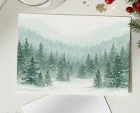 Winter Forest Christmas Cards – Snowy Trees, Singles or Bulk Pack, Gift Cards