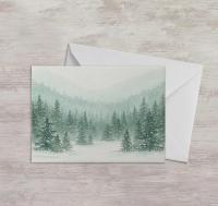 Winter Forest Christmas Cards – Snowy Trees, Singles or Bulk Pack, Gift Cards