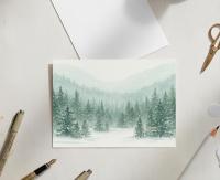 Winter Forest Christmas Cards – Snowy Trees, Singles or Bulk Pack, Gift Cards
