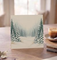 Winter Forest Christmas Cards – Snowy Trees, Singles or Bulk Pack, Gift Cards