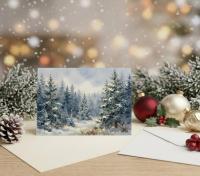 Winter Forest Christmas Cards – Snowy Trees, Singles or Bulk Pack