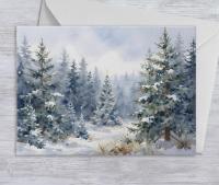 Winter Forest Christmas Cards – Snowy Trees, Singles or Bulk Pack
