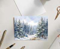 Winter Forest Christmas Cards – Snowy Trees, Singles or Bulk Pack
