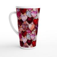 17oz Mug - Hearts - Latte Mug, Ceramic Coffee or Tea Cup, Extra Tall