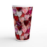 17oz Mug - Hearts - Latte Mug, Ceramic Coffee or Tea Cup, Extra Tall