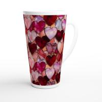 17oz Mug - Hearts - Latte Mug, Ceramic Coffee or Tea Cup, Extra Tall