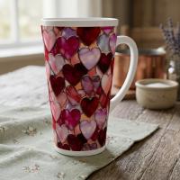 17oz Mug - Hearts - Latte Mug, Ceramic Coffee or Tea Cup, Extra Tall