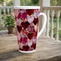 17oz Mug - Hearts - Latte Mug, Ceramic Coffee or Tea Cup, Extra Tall