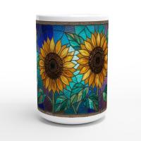 Set of Big Mugs, Floral Cup Set, Large 15 oz Matching Cups