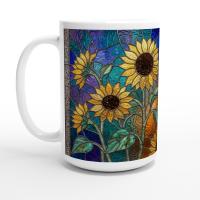 Set of Big Mugs, Floral Cup Set, Large 15 oz Matching Cups