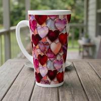 17oz Mug - Hearts - Latte Mug, Ceramic Coffee or Tea Cup, Extra Tall
