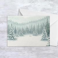 Winter Forest Christmas Cards – Snowy Trees, Singles or Bulk Pack, Gift Cards