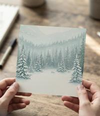Holiday Greeting Cards, 3 Pack, Christmas Trees, Bulk Set of Gift Cards