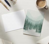 Holiday Greeting Cards, 3 Pack, Christmas Trees, Bulk Set of Gift Cards