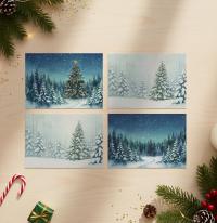 Holiday Greeting Cards, 3 Pack, Christmas Trees, Bulk Set of Gift Cards