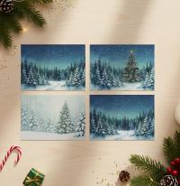 Holiday Greeting Cards, 3 Pack, Christmas Trees, Bulk Set of Gift Cards