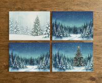 Holiday Greeting Cards, 3 Pack, Christmas Trees, Bulk Set of Gift Cards
