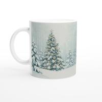Christmas Mugs - Winter Forest Cups Set -  Large and Small Ceramic Mugs