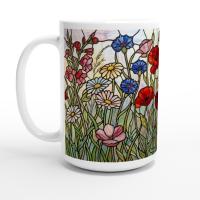Set of Big Mugs, Floral Cup Set, Large 15 oz Matching Cups