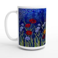 Set of Big Mugs, Floral Cup Set, Large 15 oz Matching Cups