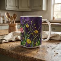 Set of Big Mugs, Floral Cup Set, Large 15 oz Matching Cups