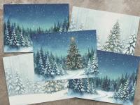Holiday Greeting Cards, 3 Pack, Christmas Trees, Bulk Set of Gift Cards