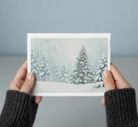 Holiday Greeting Cards, 3 Pack, Christmas Trees, Bulk Set of Gift Cards
