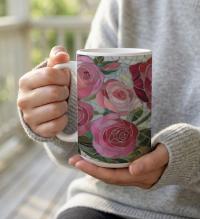 Roses- Floral Cups -  Large and Small Ceramic Mugs