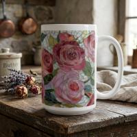 Roses- Floral Cups -  Large and Small Ceramic Mugs