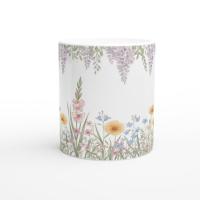 Large and Small Mugs - Floral - 11oz and 15oz Ceramic Cup Set
