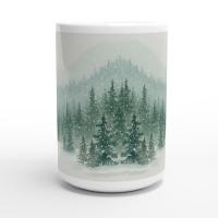 Christmas Mugs - Winter Forest Cups Set -  Large and Small Ceramic Mugs