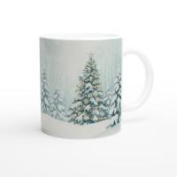 Christmas Mugs - Winter Forest Cups Set -  Large and Small Ceramic Mugs