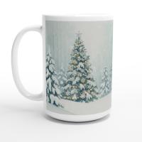 Christmas Mugs - Winter Forest Cups Set -  Large and Small Ceramic Mugs