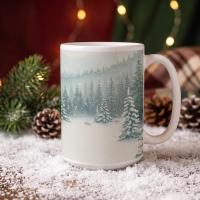 Christmas Mugs - Winter Forest Cups Set -  Large and Small Ceramic Mugs