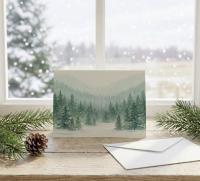 Winter Forest Christmas Cards – Snowy Trees, Singles or Bulk Pack, Gift Cards