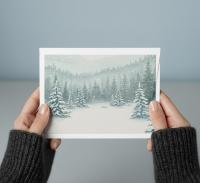 Winter Forest Christmas Cards – Snowy Trees, Singles or Bulk Pack, Gift Cards