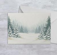 Winter Forest Christmas Cards – Snowy Trees, Singles or Bulk Pack, Gift Cards
