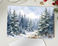 Winter Forest Christmas Cards – Snowy Trees, Singles or Bulk Pack