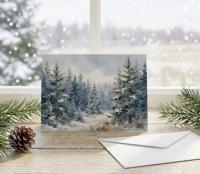 Winter Forest Christmas Cards – Snowy Trees, Singles or Bulk Pack